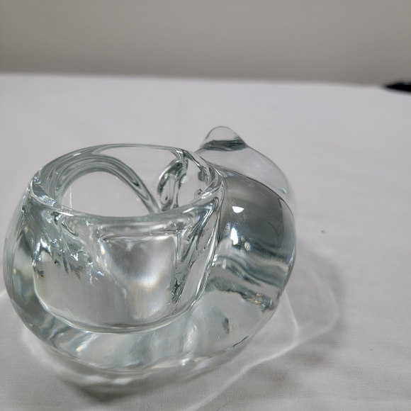Vintage Indiana Glass Crystal Heavy Solid Sleeping Cat Votive Candle Holder - Picture 9 of 11